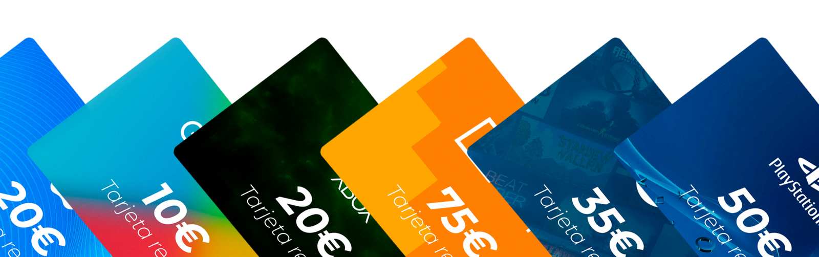 Tarjetas regalo de App Store, Xbox, Nintendo, Google Play, Steam y PlayStation